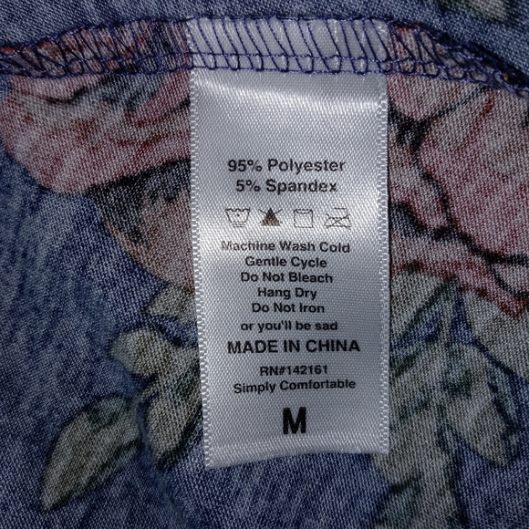 LULAROE T-SHIRT DRESS SHORT SLEEVE NAVY/FLOWERS - Picture 11 of 12